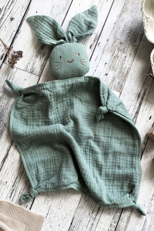 Organic Muslin Bunny Lovey Shell Sage HW Kids Not specified   