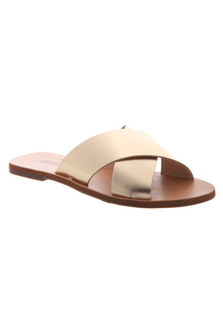 Flat Cross Light Gold Slide ACC Shoes - Slides, Sandals Anacapri   