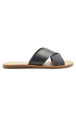Flat Cross Black Slide ACC Shoes - Slides, Sandals Anacapri   