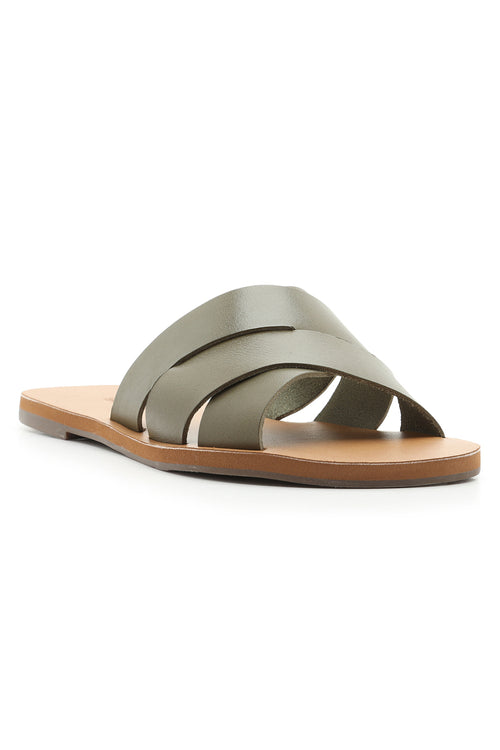 Flat Wave Army Green Slide ACC Shoes - Slides, Sandals Anacapri   