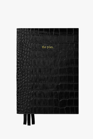 Croc Black Leather Planner HW Stationery - Journal, Notebook, Planner Papier HQ   