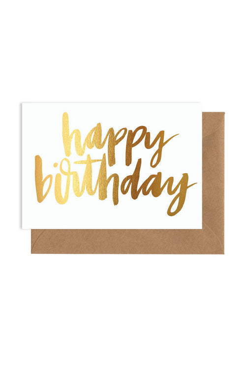 Happy Birthday Gold Foil Greeting Card HW Greeting Cards Elm Paper   