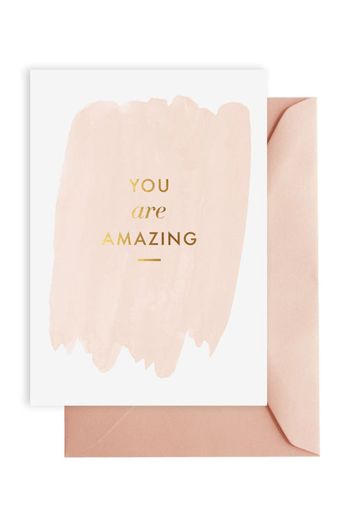 You Are Amazing White Blush Greeting Card HW Greeting Cards Elm Paper   