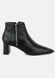 Cardia Heeled Black Leather Pointed Boot with Side Zip