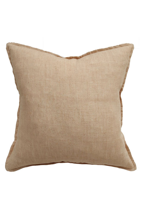 Cassia Toasted Coconut Feather Inner 55x55cm Edged Linen Cushion HW Cushions Mulberi   