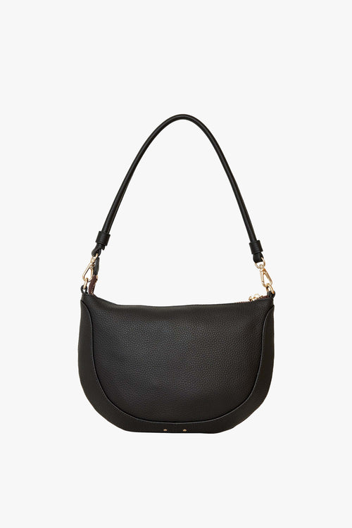 Cassia Black Top Handle Shoulder Bag with Gold Zip ACC Bags - All, incl Phone Bags Saben   