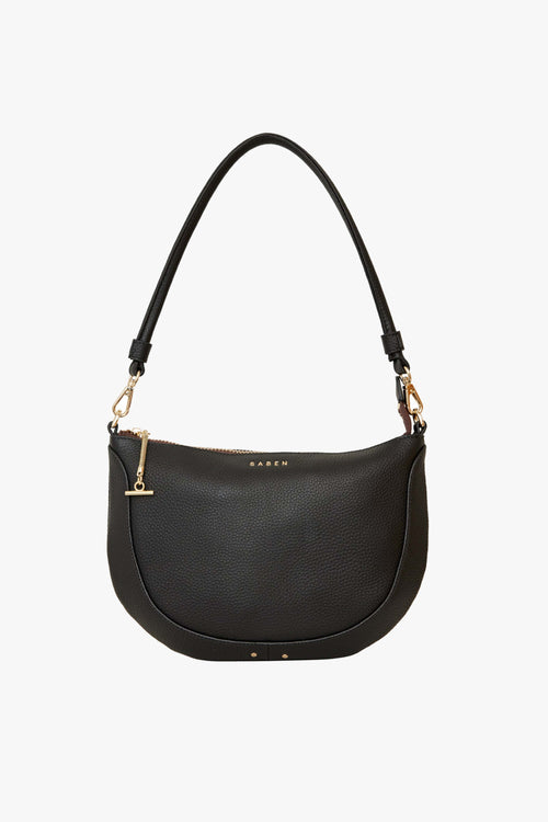 Cassia Black Top Handle Shoulder Bag with Gold Zip ACC Bags - All, incl Phone Bags Saben   
