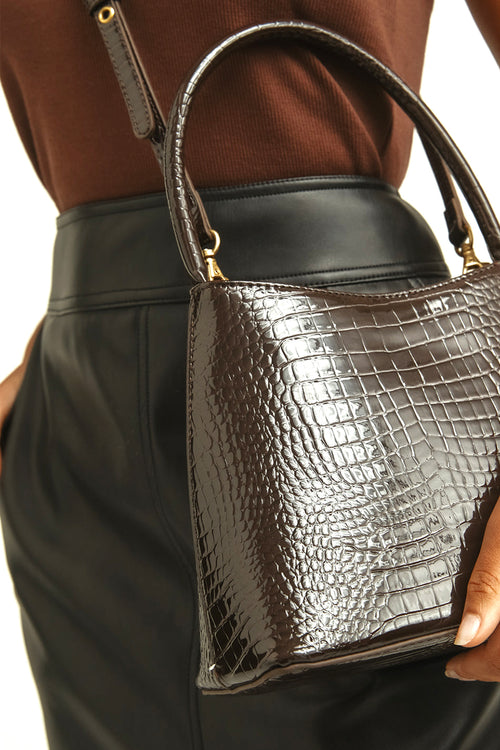 Chloe Espresso Top Handle Croc Bag ACC Bags - All, incl Phone Bags Brie Leon   