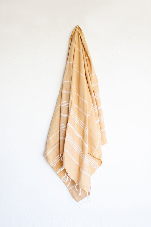 Classic Mustard Turkish Towel Small HW LINEN - teatowels, table, bed linen Izzy+Jean   