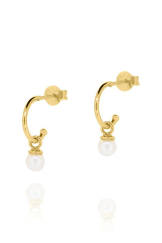 Cleo Pearl Hoop Earrings 14K Gold Plated ACC Jewellery Linda Tahija   