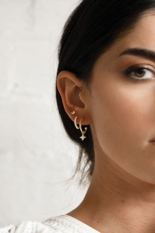 Clover Diamante 18k Gold Plated Hoop Earrings ACC Jewellery Murkani   