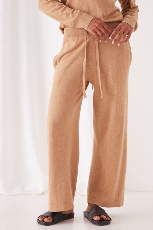 Cotton Cashmere Wide Leg Taupe Pant WW Pants Assembly Label   