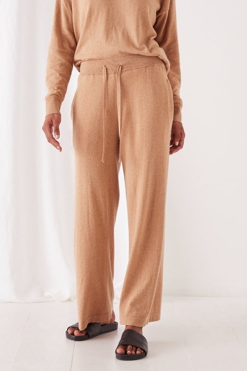 Cotton Cashmere Wide Leg Taupe Pant WW Pants Assembly Label   