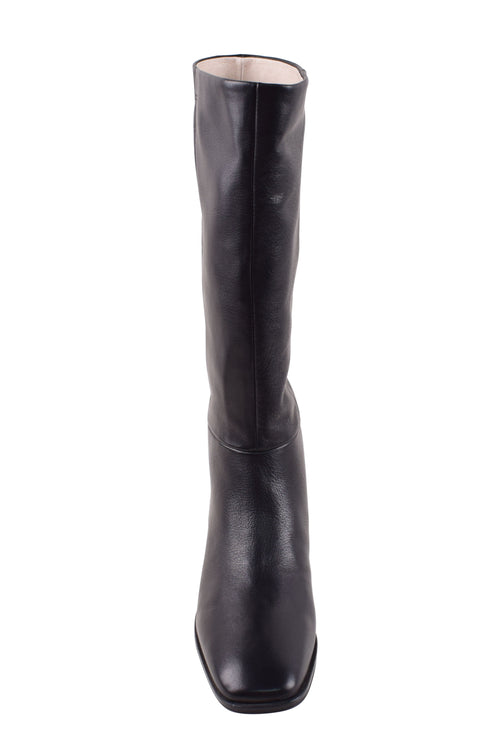 Dolton High Knee Black Leather Boots ACC Shoes - Boots Solsana   