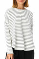 Draw The Line LS White Stripe Relaxed Top