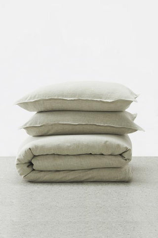 Belgian Washed Linen Queen Natural Duvet Cover Set HW Linen - Teatowel, Table, Bedding, Towel George Street Linen   