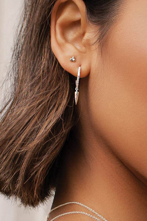 Dagger Diamante Sterling Silver Hoop Earrings ACC Jewellery Murkani   