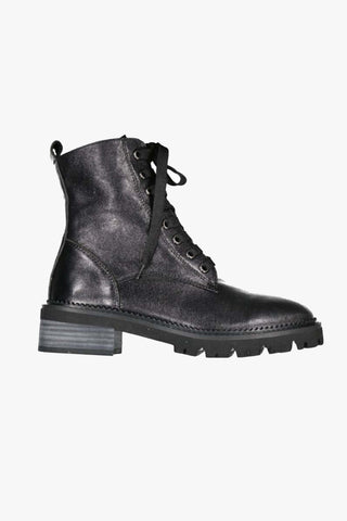 Dazed Black Leather Lace Up Combat Boots ACC Shoes - Boots Minx   
