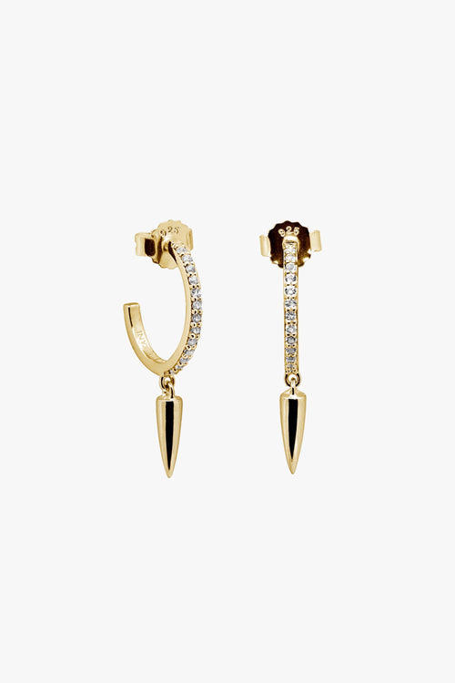 Dagger White Diamante 18k Gold Plated Hoop Earrings ACC Jewellery Murkani   