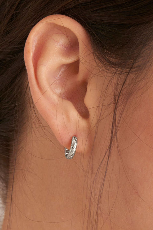 Smooth Operators Silver Twisted Huggie Earrings ACC Jewellery Ania Haie   