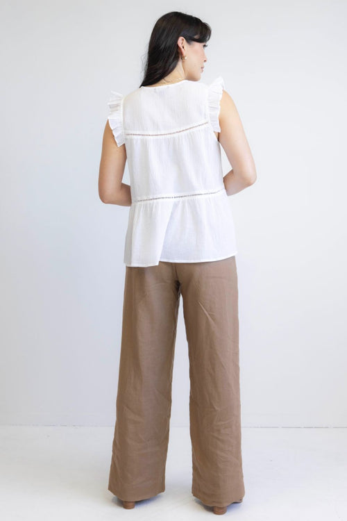 Painterly White Sleeveless Tiered Top WW Top Among the Brave   