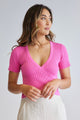 So Good Pink SS Wrap Knit Top