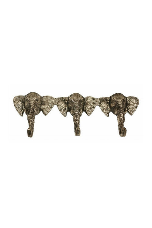 Elephant Hooks in Antique Nickel Finish 300x50x110cm HW Decor - Bookend, Hook, Urn, Vase, Sculpture CC Interiors   
