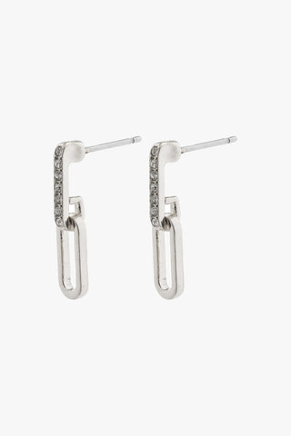 Elise Linked Earrings Silver Plated with Crystal