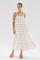 Esmee Sienna Stripe White Tiered Strappy Midi Dress