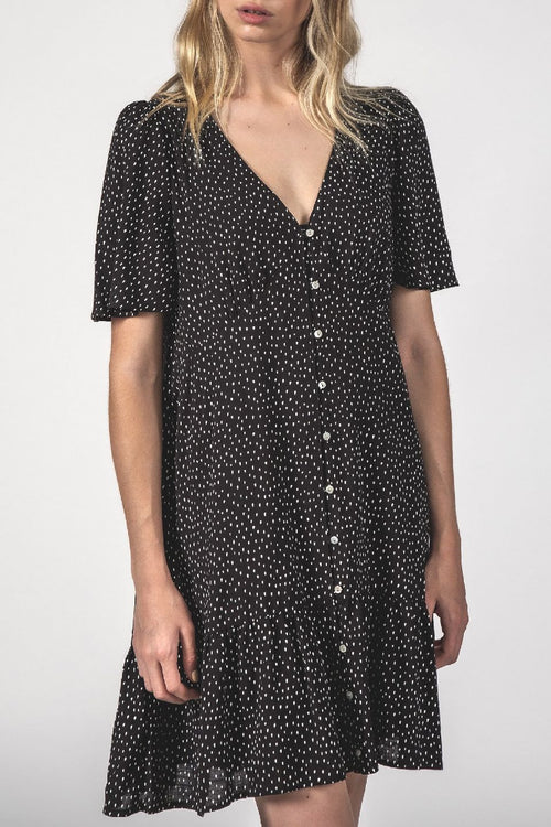 Happy Times Button Up SS Black Spec Dress WW Dress Thing Thing   