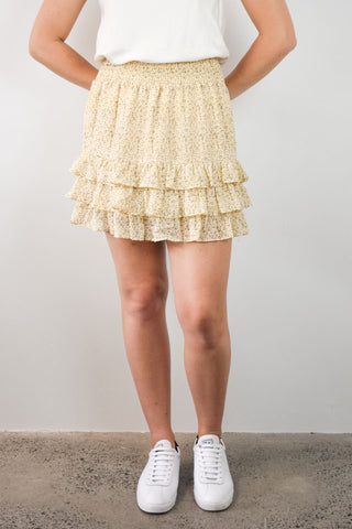 Fiesta Golden Ditsy Fleck Georgette Ruffle Mini Skirt WW Skirt Among the Brave   