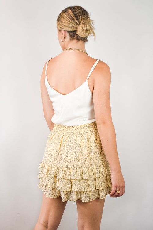 Fiesta Golden Ditsy Fleck Georgette Ruffle Mini Skirt WW Skirt Among the Brave   