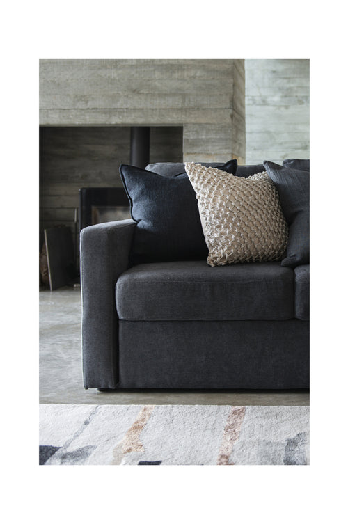 Flaxmill Linen Cushion with Feather Inner Black 50x50cm EOL HW Cushions Mulberi   