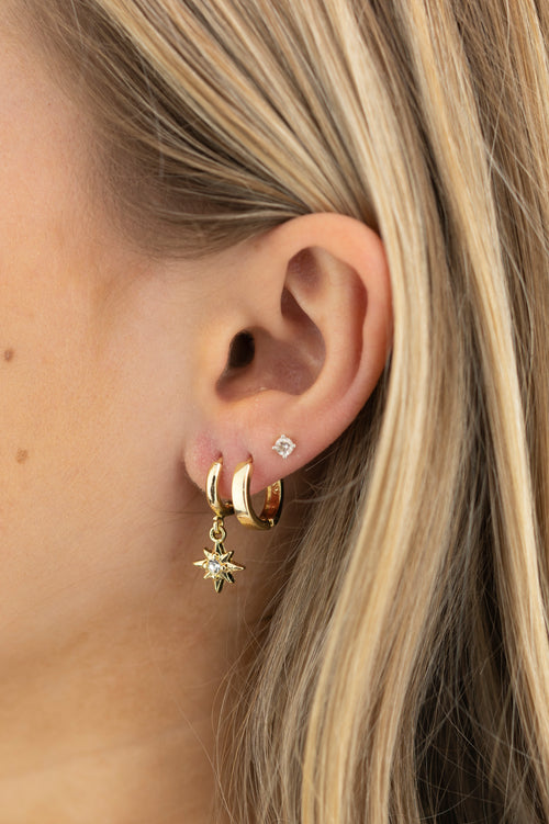Celestial Gold Huggie Hoop Earrings ACC Jewellery Flo Gives Back 15% to Women In Need   