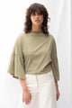 Friday Olive Organic Cotton Frill Sleeves Tie Back Top