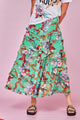 Fulfil The Frill Tiered Green Print Midi Skirt