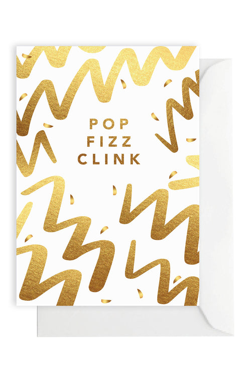 Pop Fizz Clink Gold Foil Gift Card HW Stationery - Journal, Notebook, Planner Elm Paper   