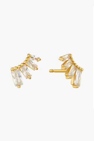 Glow Getter Crystal Gold Bar Stud Earrings
