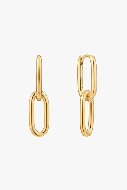 Chain Reaction Cable Link 2 In 1 30mm Gold Earrings ACC Jewellery Ania Haie   