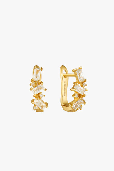 Glow Getter Crystal Cluster Gold Huggie Earrings