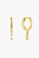Glow Getter Gold Huggie Hoops with Crystal Drop