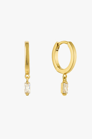 Glow Getter Gold Huggie Hoops with Crystal Drop ACC Jewellery Ania Haie   