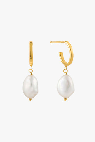 Pearl Mini Hoop Gold Earrings ACC Jewellery Ania Haie   