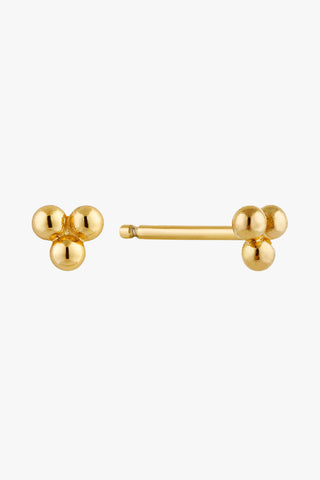Modern Minimalism Small Gold Three Ball Stud Earrings