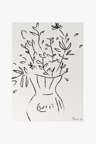 Gucci Flowers Black White Frame A2 Print HW Art - Wall Decor, Clock, Wall Mirror Papier HQ   