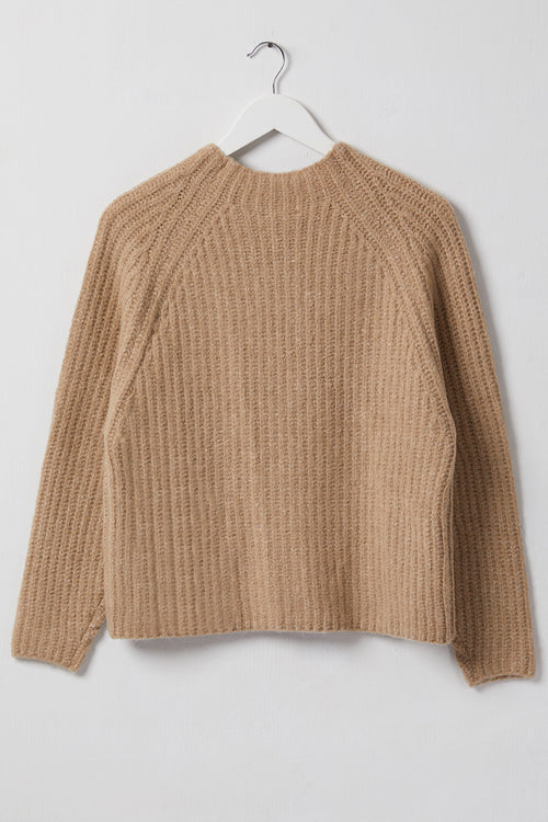 Graceful Biscuit Chunky Raglan Funnel Neck Knit WW Knitwear Among the Brave   