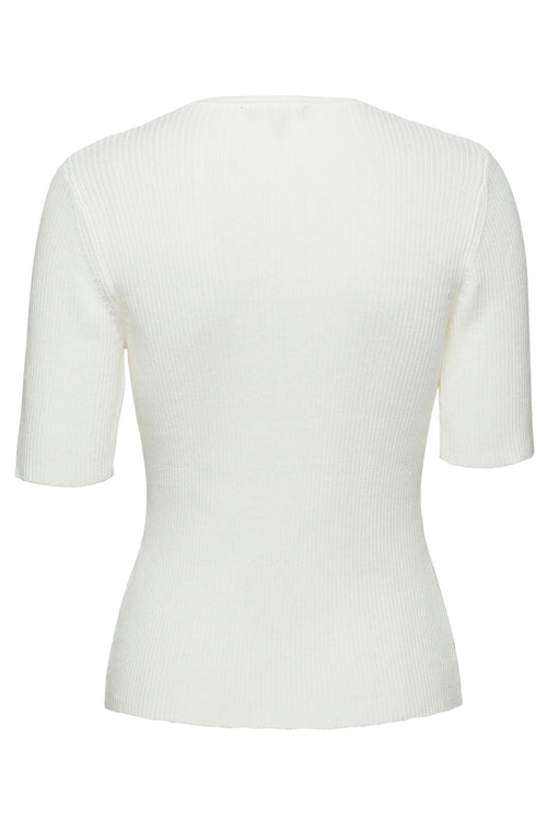 Graceful Ivory Rib Knit Half Sleeve Crew Neck Top WW Top Among the Brave   