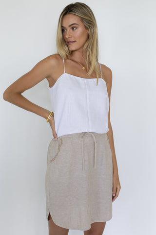 Tammi Linen Natural Mini Skirt WW Skirt Humidity Lifestyle   