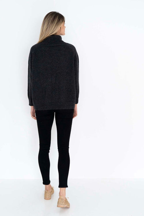 Freya Roll Neck Wool Blend Charcoal Jumper WW Knitwear Humidity Lifestyle   