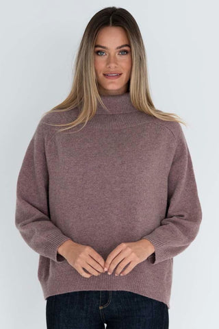 Freya Roll Neck Wool Blend Grape Jumper WW Knitwear Humidity Lifestyle   